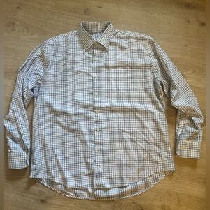 Peter Millar Men's Long Sleeve Button-Up Plaid Dress Shirt Size XL